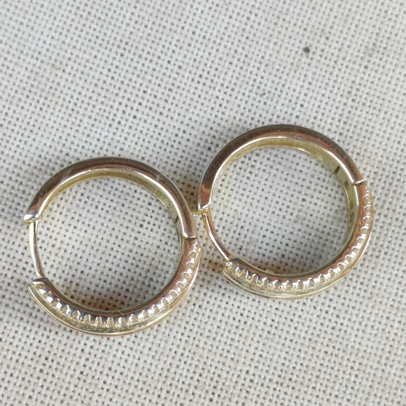 🌈 Vintage 90s Vermeil Sterling Rainbow Gemstone Hoop Earrings - Picture 6 of 8